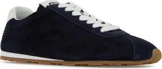 Miu Miu Womens Navy Blue Suede Plume Sneakers Bleu