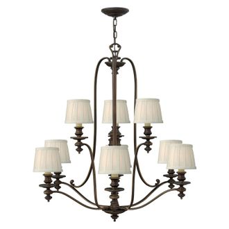 Loops 9 Bulb Chandelier Hanging Pendant LIght Royal Bronze LED E14 60W Bulb