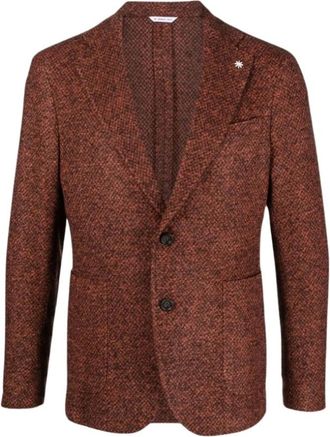Manuel Ritz Kostuums, Heren, Bruin, M, Wol, Single Breasted Jacket