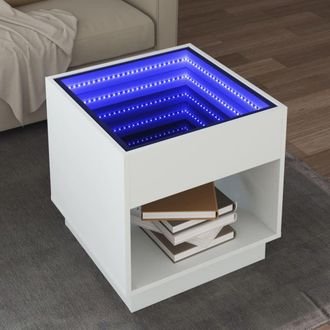 Berkfield Home Coffee Table with Infinity LED White 50x50x50 cm | Size: 50 x 50 x 50 cm