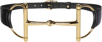 Gucci Brede Riem met Oversized Paardenbit - Dames - Accessoires - Zwart - Maat: 80 CM Leer