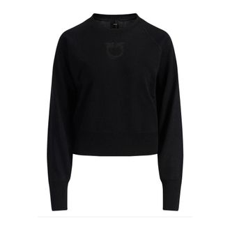Pinko Round-neck Knitwear, female, Black, Size: S Sweaters