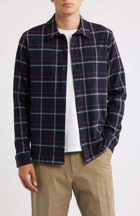 Vince Continental Plaid Flannel Button-Up Shirt in Black Combo at Nordstrom, Size Xx-Large