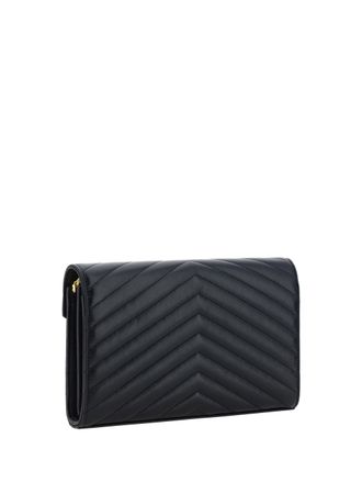 Saint Laurent Womens Wallet Monogram Black Leather Lambskin Shoulder Bags