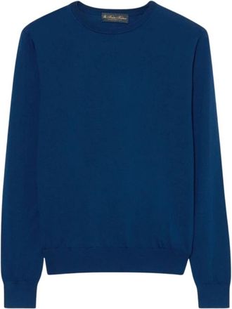 Brooks Brothers Merino wollen trui met ronde hals - Dames - Ronde hals truien - Blauw - XS - Wol - Truien & Vesten