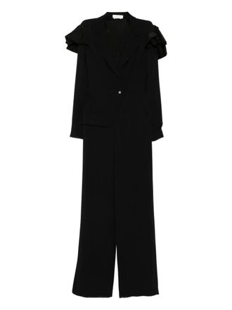 Saiid Kobeisy ruffled wrap jumpsuit - women - Polyester - 34 - Black