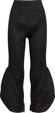 Pleats Please Issey Miyake Pleated Flared-leg Woven Cropped Trousers - Black - 5