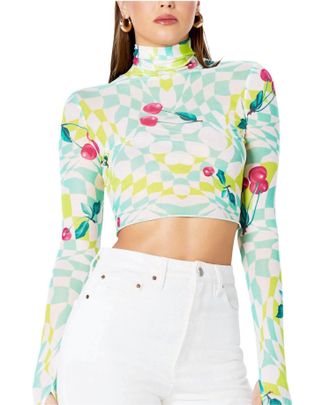 AFRM Micaela Turtleneck Crop Top In Multi