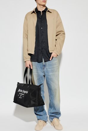 Palm Angels Linen Shirt, Mens, Navy Blue