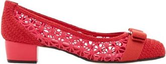 Ferragamo Vara Bow Crochet Pumps, Size 7 C