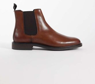 Asos Stivaletti Chelsea in pelle color cuoio brunito-Marrone