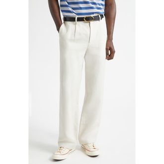 Noah Single Pleat Hemp Canvas Trousers in Ivory at Nordstrom, Size 36