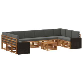 vidaXL Conjunto De Sof&aacute;s De Exterior 11 Pcs Natural Y Antracita Vidaxl