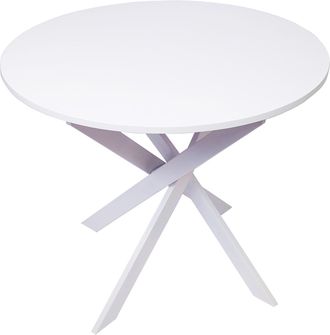 Skraut Home Skraut Home - Mesa De Comedor Fija Redonda, Modelo Zen, 90 X 90 X 77 Cm De Altura, Capacidad Hasta 4 Personas, Materiales Resistentes, Color Blanco Ma