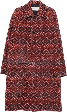 Dries Van Noten Geometric-print Corduroy Coat