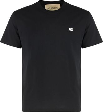 Valentino Garavani Tops, Heren, Zwart, XL, Katoen, Cotton T-Shirt With Vlogo Patch