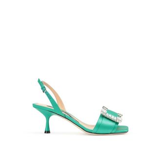 Sergio Rossi Bicolor Silk Stiletto Heel Womens Sandals