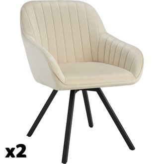 TecTake 2 Sillas de comedor giratoria 360&ordm; de terciopelo 58x58x82 cm crema