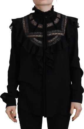 Dsquared2 Dsquared&sup2; Lace Trim Turtle Neck Long Sleeves Womens Top (Pre-Owned)
