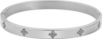 Adornia Adornia Stainless Steel Cz Pave Clover Cuff Bracelet