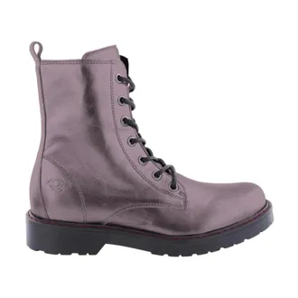 Aqa Aqa, Schoenen, Dames, Grijs, 39 EU, Leer, Halfhoge Veterboots