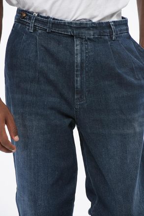 Brunello Cucinelli Regular Fit Jeans with 2 Pleats Dark Wash 17cm Brunello Cucinelli