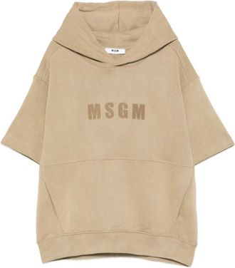 Msgm Hooded Sweatshirt with Logo - male - MSGM - Kids Sweatshirts - Brown - 10 Y - Kids