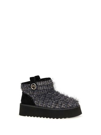 Pinko Tweed and Lurex Ankle Boot - Gray