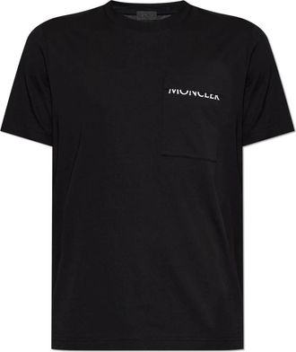 Moncler Katoenen Jersey T-shirt met Borstzak - Heren - T-shirts - Zwart - L - Katoen - Tops