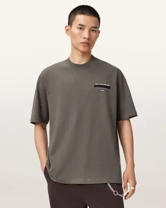 AllSaints Redact Oversized Embroidered Logo T-Shirt