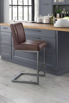 Julian Bowen Brooklyn Upholstered Bar Stool (Set of 2) in Brown