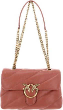 Pinko Leather Shoulder Bag Love Puff Classic CL Sheep Nappa Brown Aragon - Antique Gold Terracotta