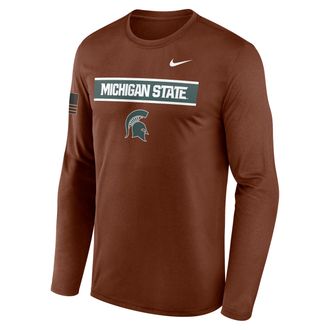 Nike Michigan State Courtside Nike Mens Dri-FIT College Long-Sleeve T-Shirt in Brown | 02TJ2GYMST-VZG