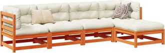 vidaXL Vidaxl - Set De Sof&aacute;s Jard&iacute;n 5 Pzas Con Cojines Madera Pino Marr&oacute;n Cera