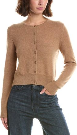 Fort&eacute; Cashmere Basic Cropped Button 100% Cashmere Cardigan