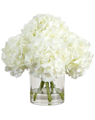 Nearly Natural Wedding Collection 14In Artificial Hydrangea Arrangement In Glass Vase