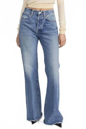 Frame Denim Lax Wide Leg Flare Jeans In Numeral Raw Fray