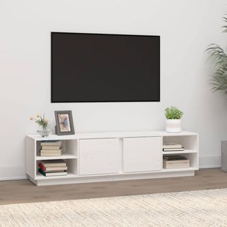 Berkfield Home TV Cabinet White 156x40x40 cm Solid Wood Pine | Size: 156 x 40 x 40 cm