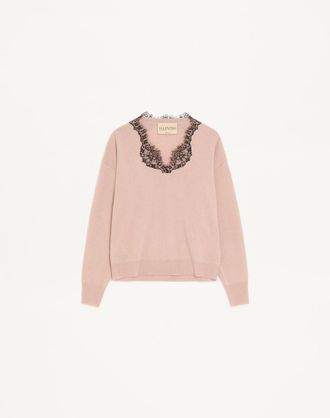 Valentino Cashmere Jumper With Lace Woman POUDRE XL