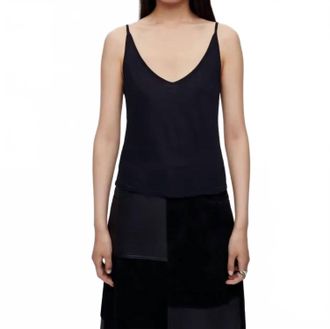 Re/Done Sheer Spaghetti Strap Tank In Black