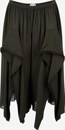 Alaia Asymmetrische Georgettehose mit weitem Bein Peek