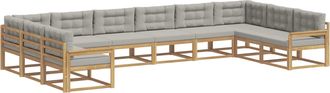 vidaXL Set Di Divani Da Esterno 10 Pz Bianco E Grigio Chiaro Vidaxl
