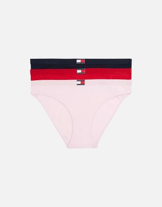 Tommy Hilfiger Womens 3-Pack Heritage Badge Bikini Briefs, Pink/Red/Navy - Size: 16
