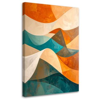 Feeby Cuadro Sobre Lienzo, Olas Abstracci&oacute;n En Colores Turquesa Y Beige, 80x120