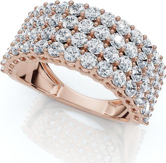 Pompeii3 3Ct Diamond Wide Four Row Anniversary Ring Gold Lab Grown