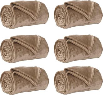 vidaXL Mantitas De Sof&aacute; 6 Uds. Camel 240 X 270 Cm 10.11 Kg Lana Vidaxl