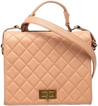 Chanel Pre-owned Vintage Quilted Satchel - Dames - Vintage Handtas - Beige - ONE Size - Leer - Vintage