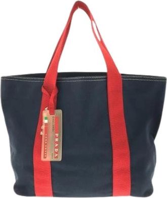 Prada Pre-owned Tote Bags, female, Blue, Size: ONE SIZE Pre-owned Sports Canvas Tote Bag