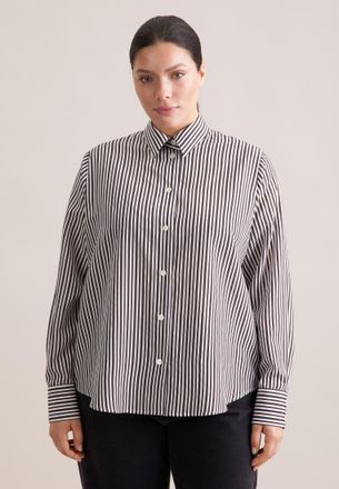 Seidensticker Klassische Bluse SEIDENSTICKER Schwarze Rose, Damen, Gr. 4XL (48), braun, 81% Viskose, 19% Polyamid, gestreift, regular fit, Blusen Klassische Bluse, 