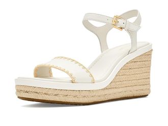 Cole Haan Cloudfeel Asbury Espadrille Wedge Sandals Womens Dress Sandals Powder Leather/Natural Raffia : 10.5 B - Medium